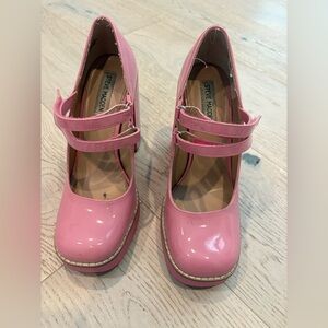 Steve Madden Glossy Pink Double-Strap Mary Jane Heels